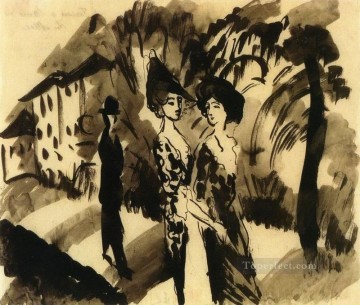 Expresionismo Painting - Dos mujeres y un expresionista de Manonan Avenue